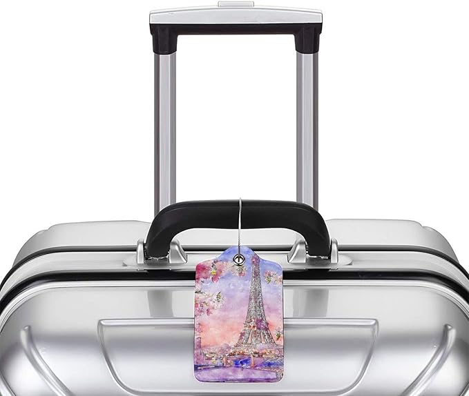 2PC Eiffel Tower Luggage Tags for Travel, Paris Spring Romantic Cherry Blossoms - Image 5