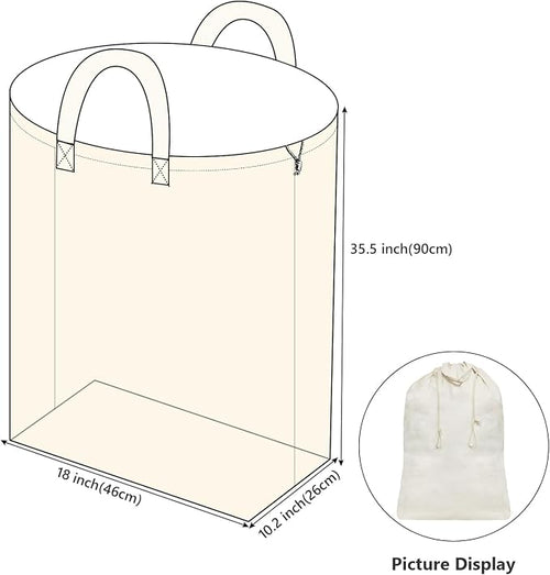 2 Pcs Canvas Laundry Bags with Carrying Handles & Drawstring Closure, - Image 2
