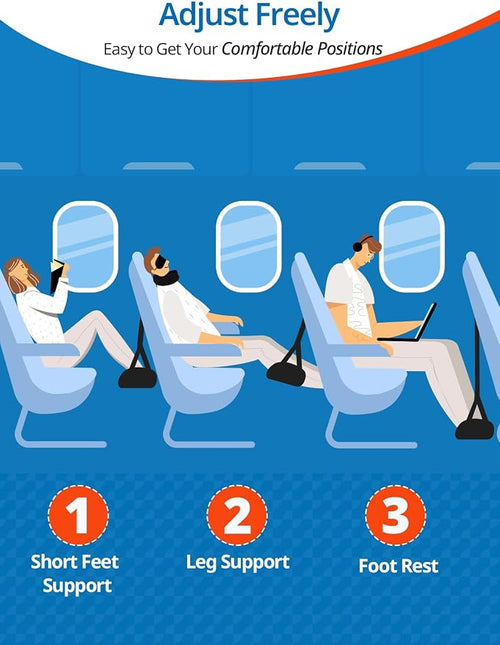 2 Pack Airplane Foot Hammock, Portable Travel Feet Rest Leg Relief, Ergonomic - Image 2