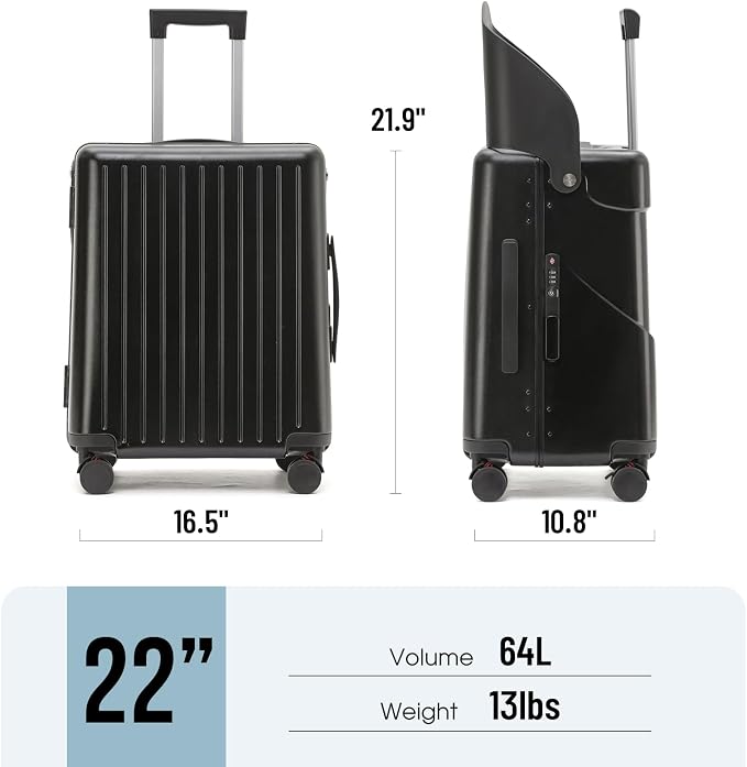 22 Inch TSA Lock Luggage with Seat - Image 8
