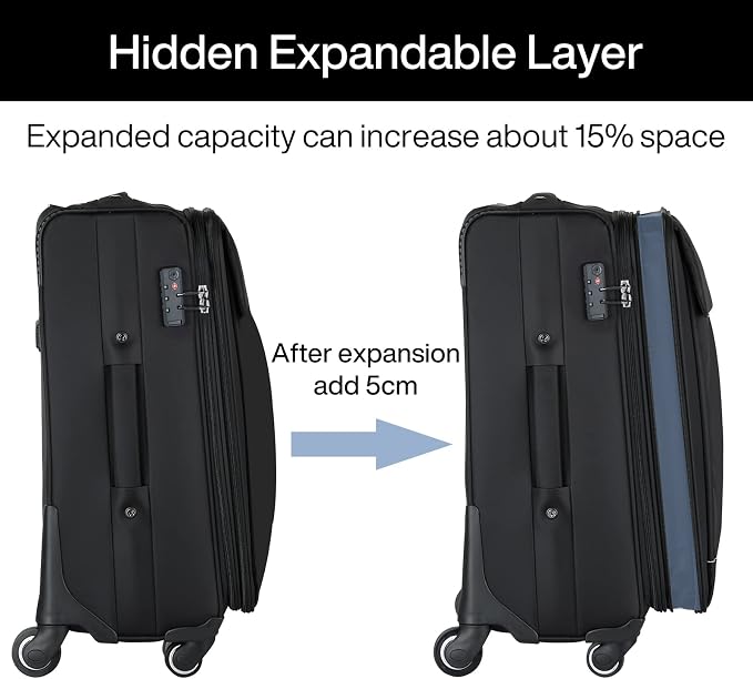 Hanke 20 Inch Expandable Carry On Luggage 22x14x9 Airline Approved Softside - Image 3