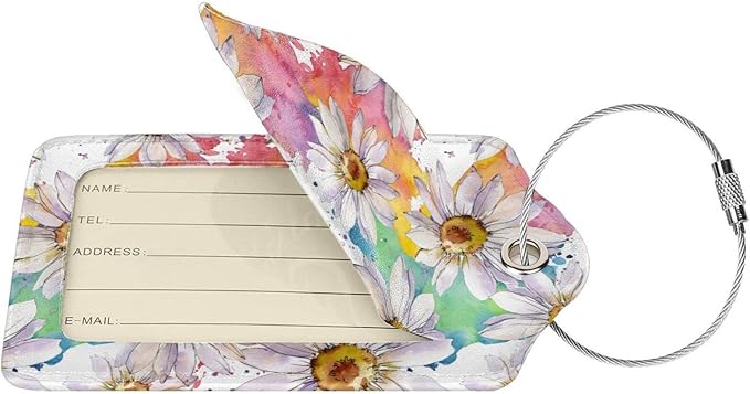 Colorful Daisy Flower Luggage Tags Suitcase Tag Privacy Name ID Card Spring - Image 2