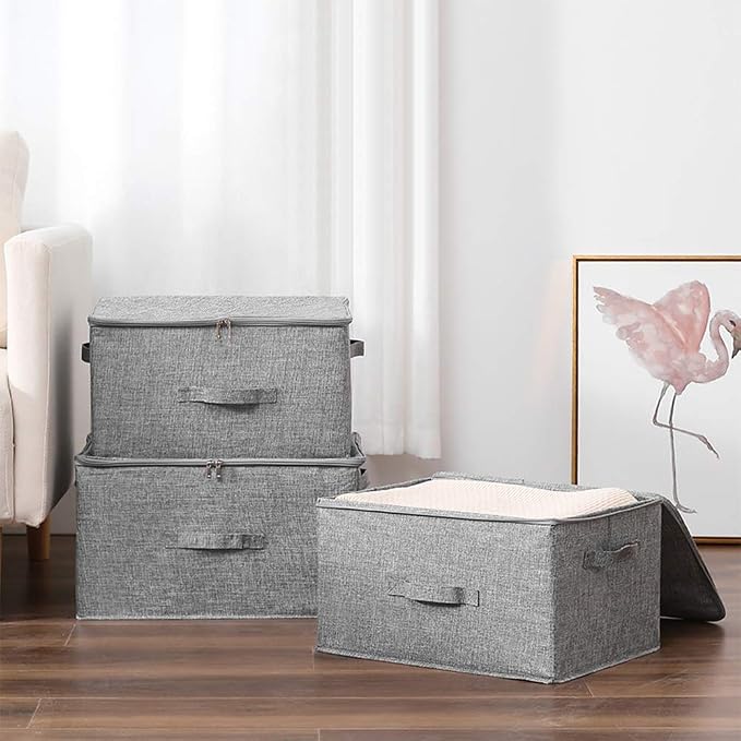 ANMINY 3PCS Storage Bins with Zipper Lids 36 Qt Lidded Fabric Storage Boxes - Image 5