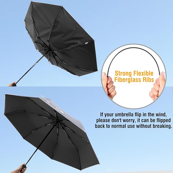 G4Free UPF 50+ UV Protection Large Travel Umbrella 42/46 Inch Auto Open Close - Image 4