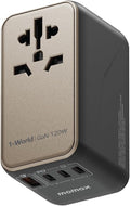 MOMAX Universal Travel Adapter, 120W GaN Fast International Power Adapter by MOMAX