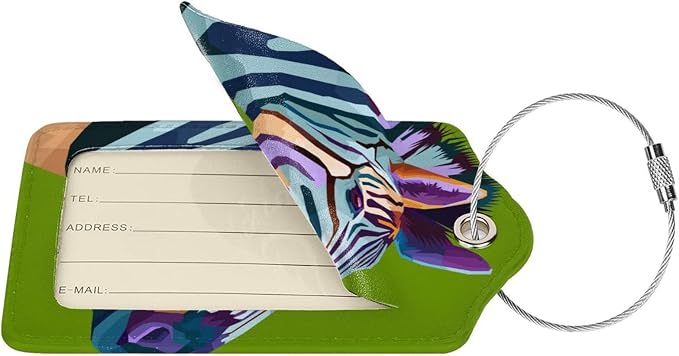 2pcs Zebra Luggage Tag for Suitcases Baggage, Colorful Airport Cruise Leahter - Image 2