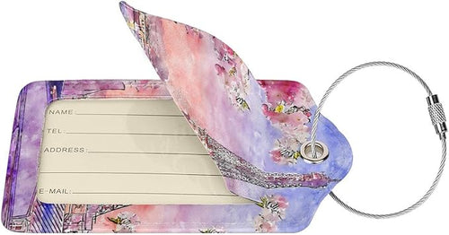 2PC Eiffel Tower Luggage Tags for Travel, Paris Spring Romantic Cherry Blossoms - Image 2