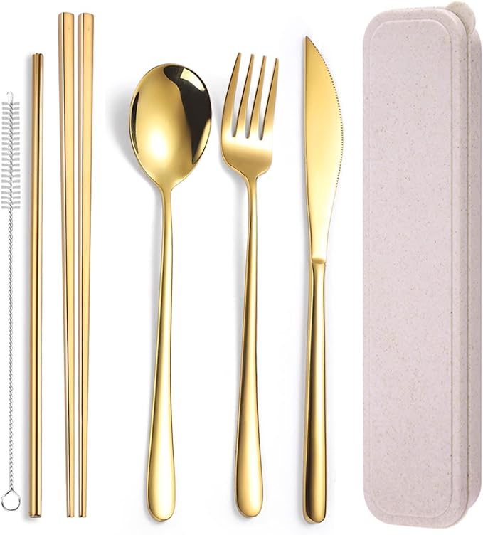 AARAINBOW 6 Pieces 18/8 Stainless Steel Flatware Set Portable Reusable Cutlery by AARAINBOW