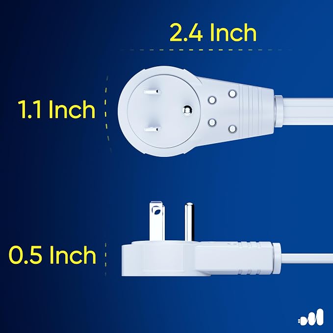 Maximm Cable 3 Ft 360° Rotating Flat Plug Extension Cord/Wire, 16 AWG Multi 3 - Image 3