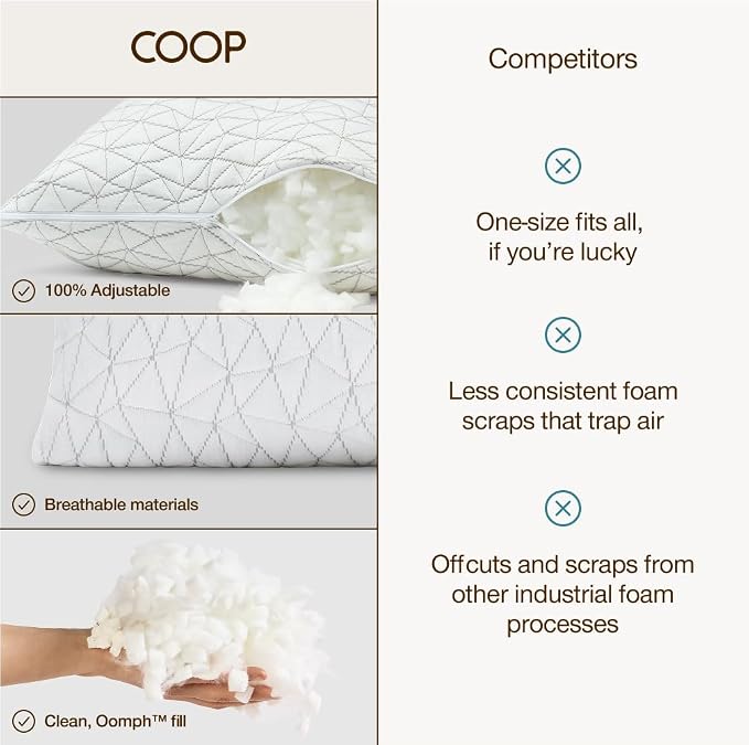 Coop Home Goods Original Crescent Adjustable Pillow, King Bed Pillows - Image 8