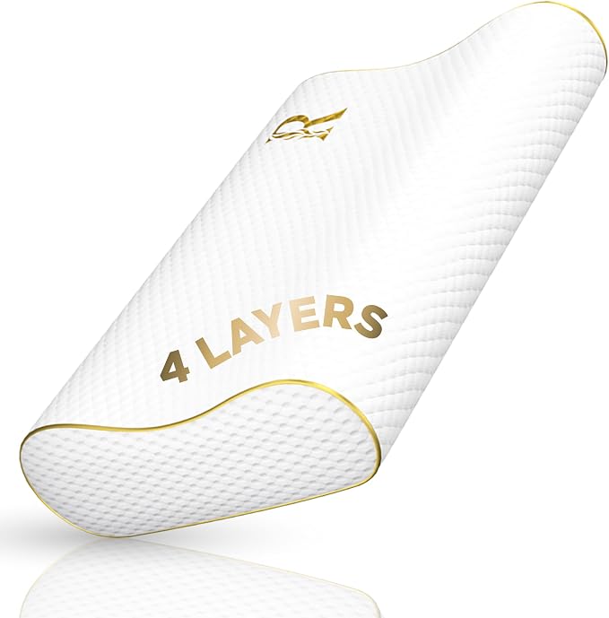 4-Layer Queen, Contour Pillow, Side and Back Sleepers, Orthopedic, Neck Support by ROYALTHERAPY