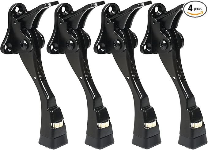 4 Packs Black Door Stops, Heavy Duty Kickdown Door Stopper, One Touch by ENYZTBI