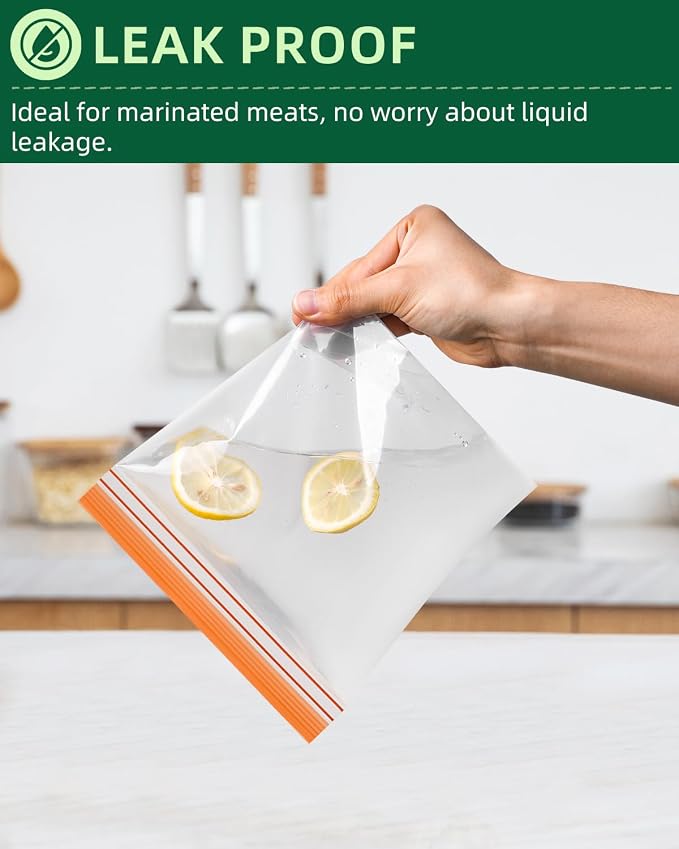 Lerine 16 Pack Reusable Gallon Freezer Bags Dishwasher Microwave Safe, Stand Up - Image 5