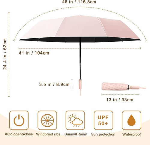 2-Pack Windproof, Waterproof, UV-Blocking Portable Travel Umbrella, Compact Sun - Image 2