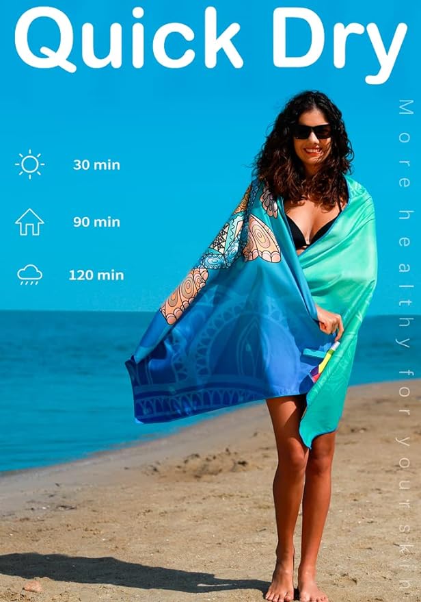 4 Pack Microfiber Lightweight Beach Towel Sand Free Quick Dry Absorbent Thin - Image 5