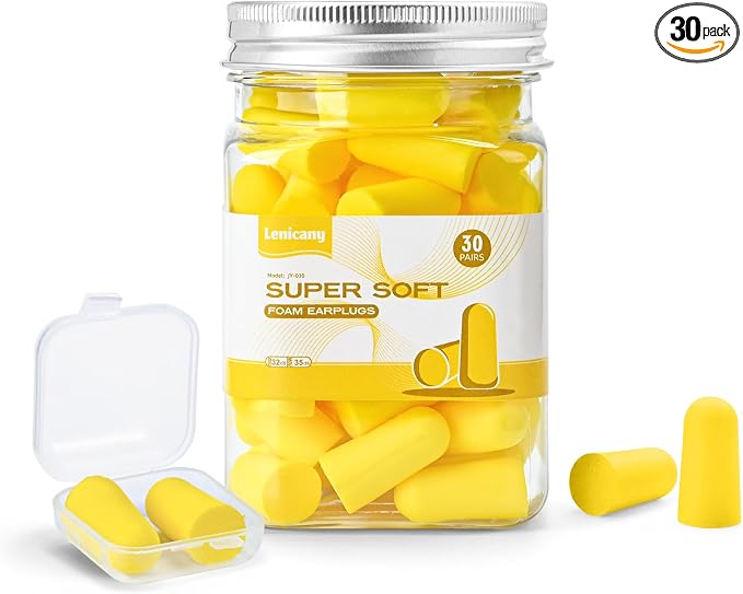 30Pair Soft Foam EarPlugs, 32dB Disposable Sound Blocking Noise Cancelling Ear by Lenicany