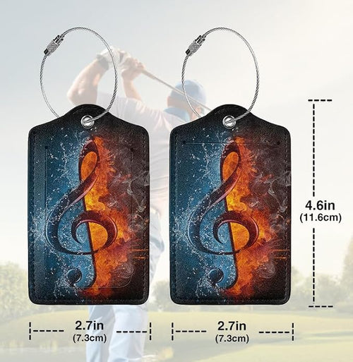 2 Pack Luggage Tags for suitcases Funny Music Water fire Luggage Tag, Leather - Image 2