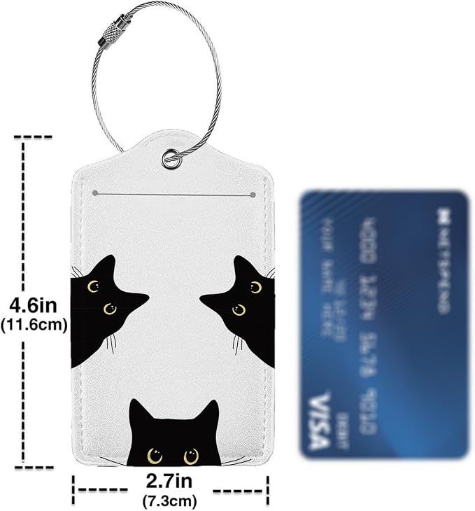 Cat's Gaze 2 Pack Luggage Tag for Suitcase, Cute Unique Leather Bag Tags - Image 4
