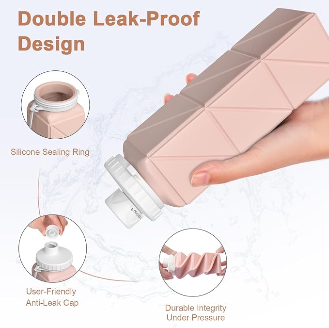 Collapsible Water Bottles, Portable Lightweight Reusable Leak-Proof BPA-Free - Image 4