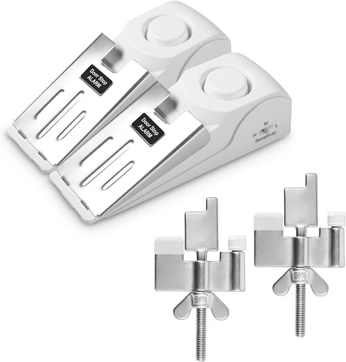 2 Pack 120dB Travel Door Stopper Alarm & Portable Door Lock, 3-Level by DouevoTotalHomeSecurity