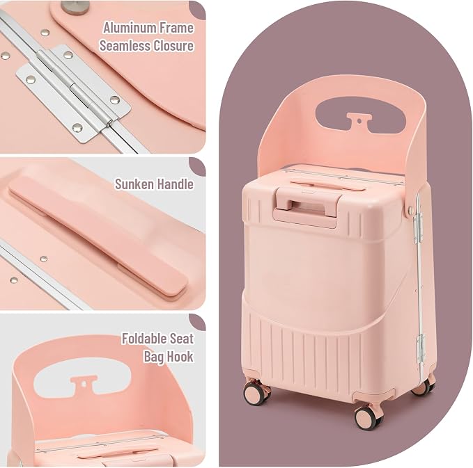 20-Inch Ride-On Suitcase for Kids & Adults – TSA-Approved Underseat Carry-On - Image 2