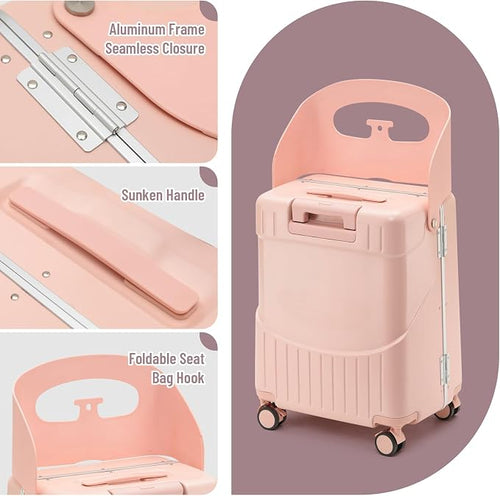 20-Inch Ride-On Suitcase for Kids & Adults – TSA-Approved Underseat Carry-On - Image 2