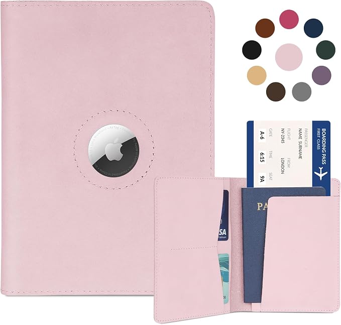 Airtag Passport Holder for Women Men Travel, Real Leather Passport Wallet by Kicoroiny-KeepInnovating