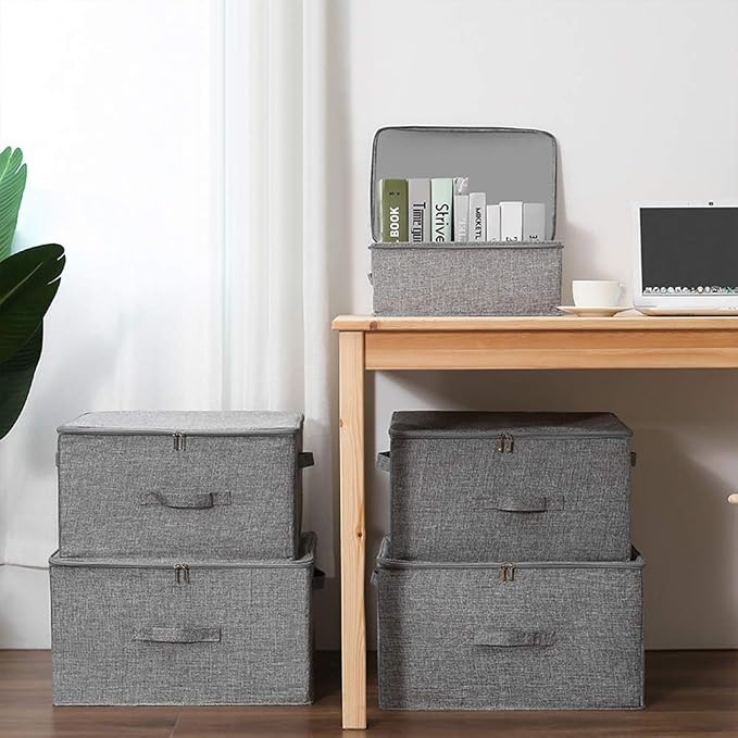 ANMINY 2PCS Storage Bins with Zipper Lids 51.9 Qt Lidded Fabric Storage Boxes - Image 7