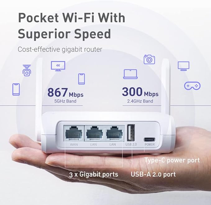 GL.iNet GL-SFT1200 Portable WiFi Travel Router, Mini VPN Wireless Router - Image 4