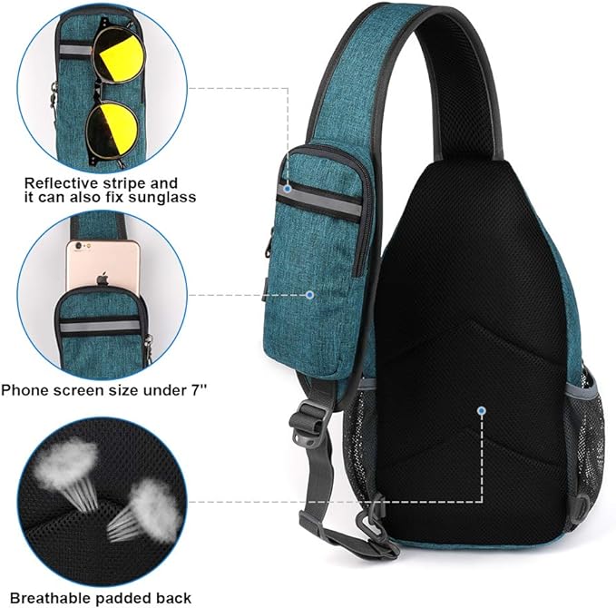 WATERFLY Crossbody Sling Backpack Sling Bag Travel Hiking Chest Bag Daypack - Image 5