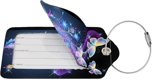 2Pcs Glowing Flowers and Butterfly Luggage Tags, Colorful Fancy Name ID - Image 2