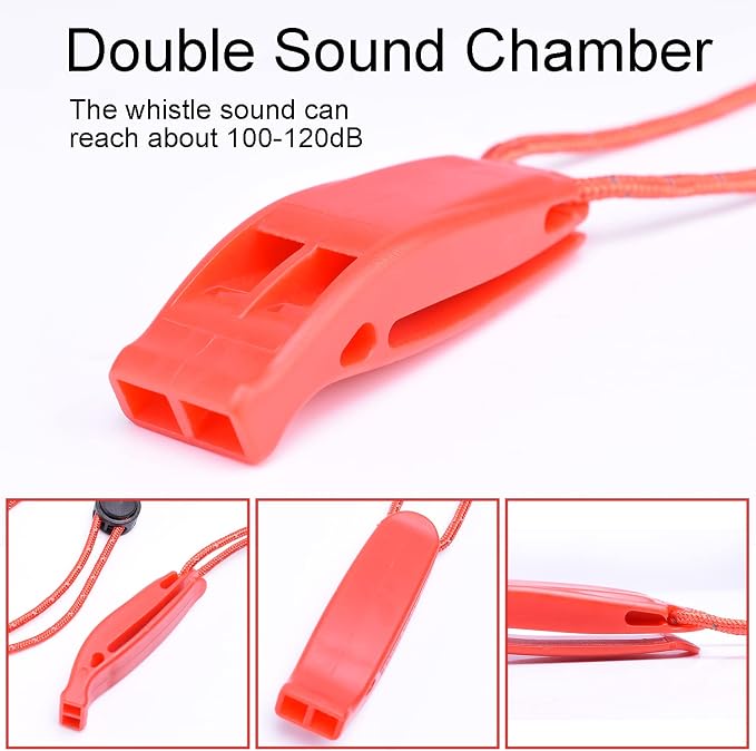 4Pack Emergency Whistles with Adjustable Reflective Lanyard, Shrill Loud Safety - Image 3