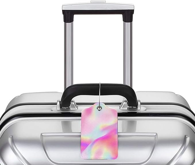 2Pcs Shining Pink Luggage Tags, Colorful Fancy Glittering Name ID Identifier - Image 5