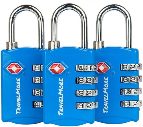 3 Pack TSA Luggage Locks with 4 Digit Combination – Heavy Duty Set Your Own by TravelMore