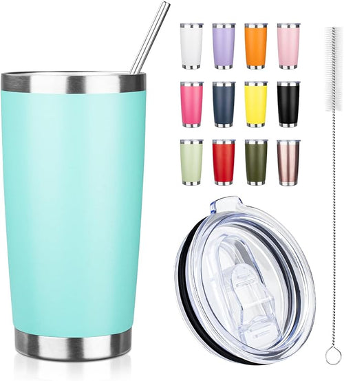 20oz Tumbler with Straw and Brush, Stainless Steel Vacuum Insulated tumbler by Unknown