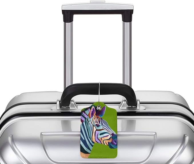 2pcs Zebra Luggage Tag for Suitcases Baggage, Colorful Airport Cruise Leahter - Image 5