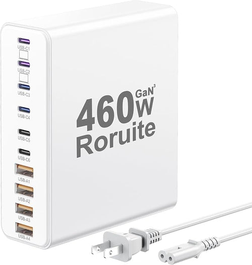460W USB C Charger Block, 10-Port USB Charging Station GaN III PD Charger Type by Unknown