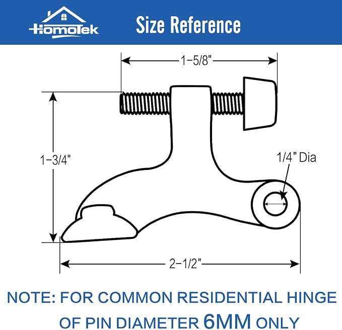HOMOTEK 8 Pack Hinge Pin Antique Brass Door Stopper, Adjustable Deluxe Heavy - Image 3