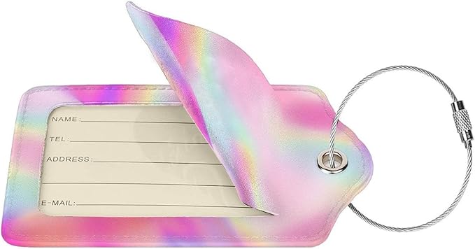 2Pcs Shining Pink Luggage Tags, Colorful Fancy Glittering Name ID Identifier - Image 2
