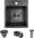 13 x 15 inch Drop in Bar Sink Black, Small Topmount Kitchen Sink Single Bowl 18 by Winnpex