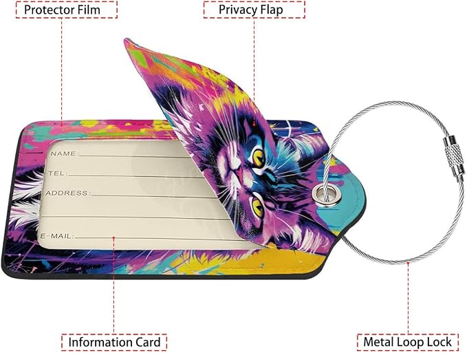 Colorful Cat 2 Pack Luggage Tag - Image 2