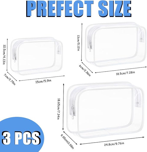 3 Pack Clear Makeup Bags, Waterproof Toiletry Bag - Image 2