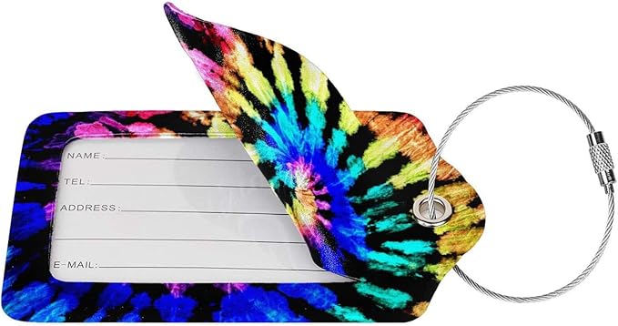 2pcs Tie Dye Luggage Tag for Suitcases Baggage, Colorful Rainbow Airport Crew - Image 2