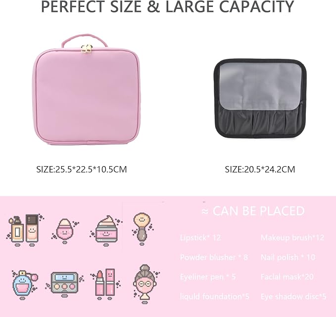 Makeup Bag with Led Mirror, Travel Makeup Organizer with 3 Color Setting & 10X - Image 6