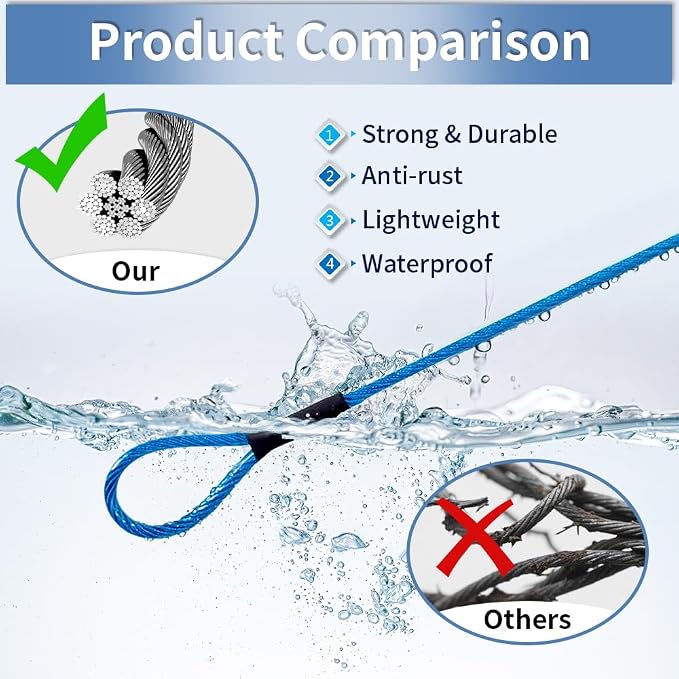 3.3mm Outdoor Travel Stainless Steel Security Cable-4ft Luggage Lock Safety - Image 3