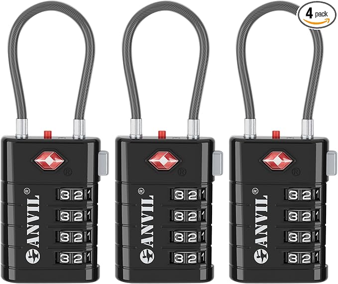 ANVIL 4 Digit Luggage Locks, TSA Locks by ANVIL