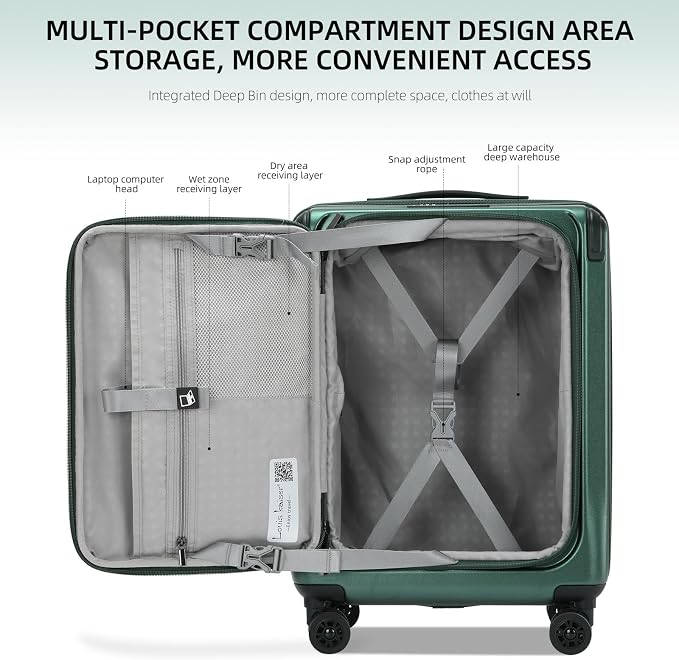 Carry On Luggage, 20 Inch Top Opening Aluminum Frame Lightweight Airline - Image 4
