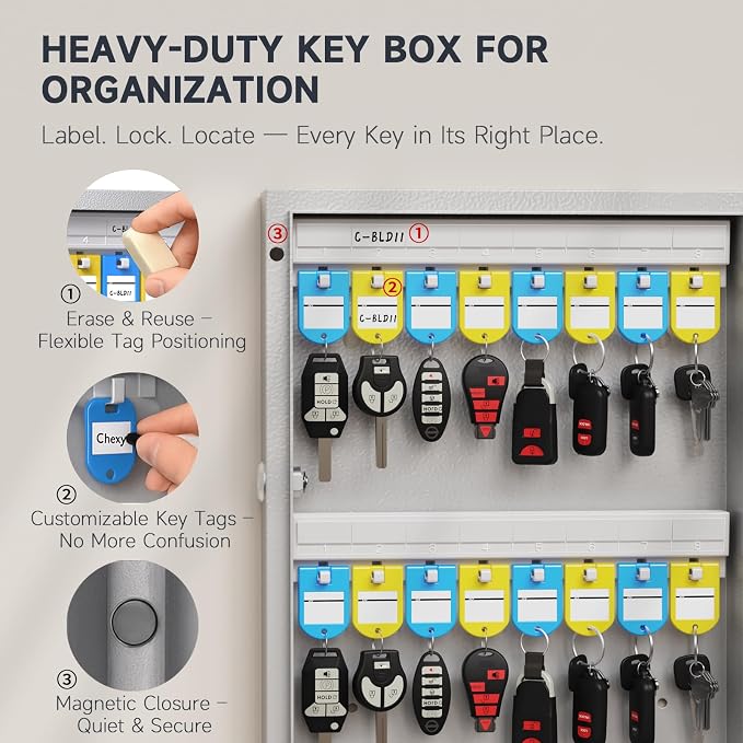 WeHere 96 Key Lock Box Wall Mount, APP Bluetooth/One Time Password/Wi-Fi - Image 3