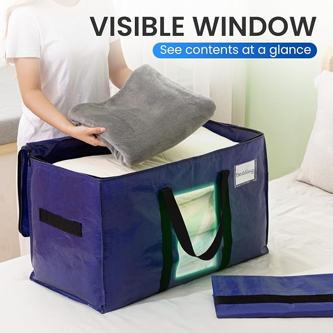 TAILI 12 Pack Dark Blue Extra Large Moving Bags, Heavy Duty Totes - Image 3
