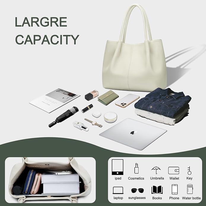 KKXIU Tote Bag for Women Vegan Leather Shoulder Purse Large Capacity Travel Bag - Image 6